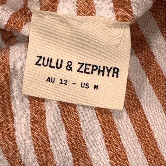 Zulu And Zephyr Revolve Rush Midi Dress Stripe Beachy Cotton Orange White Medium - Picture 11 of 13